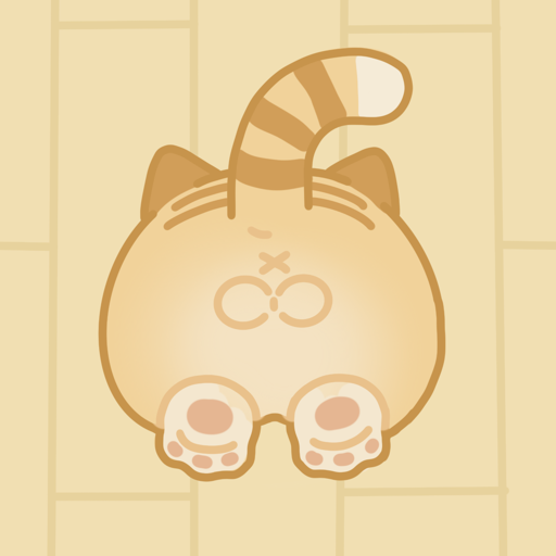 Sugrvoxel app icon: an orange tabby cat seen from above on a cream grid